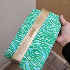Lilly Pulitzer Green Aqua Swirl Clutch with Gold Accent